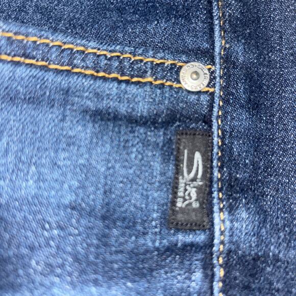 Silver Jeans Women’s Plus Sz 22 L29 Mid Rise Embroidered Blue Denim Skinny Dark - Picture 5 of 10